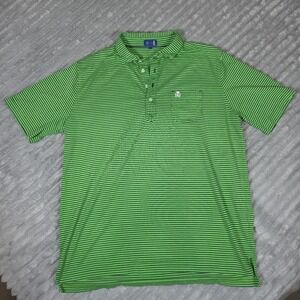 Stitch Green w/ Blue Stripe Skull Patch S/S Polo Shirt Mens Size XLarge